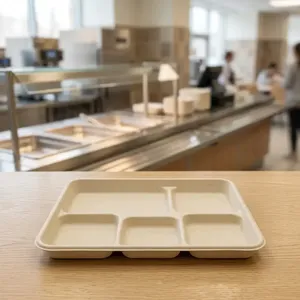 Bandeja Desechable de Pulpa Moldeada Cuadrada de 5 Pulgadas, de Lujo y Premium, Resistente al Agua, Biodegradable y Ecológica para Catering - Product Image 4