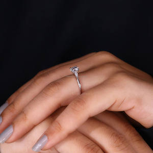 Bague de fiançailles en diamant de taille ronde 10K or blanc cadeau de mariage et d'anniversaire pour les femmes bague de proposition pour femme - Product Image 6