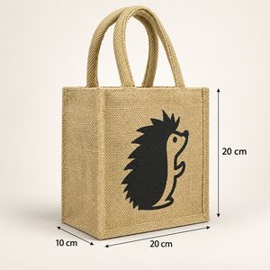 Bolsa de Yute Porcupine - 20x20x10 cm con Asa de Cinta de Algodón Natural, Ecológica, Calidad de Exportación Directa de Fábrica, Regalos Corporativos al por Mayor - Product Image 3
