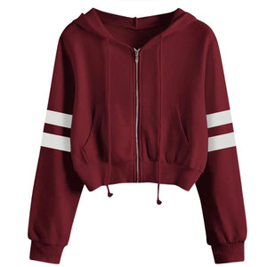 Sweat-shirt à capuche zippé court pour femme, hiver/printemps/été/automne, avec badge frontal, manches longues, écologique, imperméable - Product Image 2