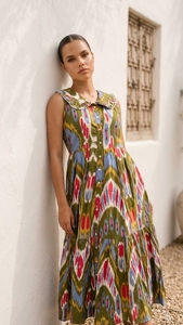 2023 New Arrivals <b>Summer</b> Eco-Friendly Women's Casual <b>Bohemian</b> Floral Long Maxi <b>Dress</b> Tie Dye Gypsy Chic Viscose Crepe Ruffle - Product Image 2