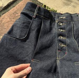 Shorts en denim brut à bords frangés, style japonais, coupe ample, vintage, respirant, anti-plis, coupe-vent, plissé, personnalisé pour homme - Product Image 2