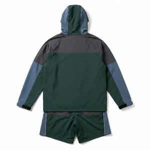 Unisex Color Blocking Tracksuit Set Hooded Windbreaker <b>Jacket</b> Shorts <b>Lightweight</b> Polyester Casual Wear Breathable Front Zipper - Product Image 4