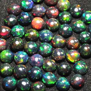 Opale noire naturelle d'Éthiopie, pierre précieuse en vrac, opale fumée, cabochon rond de 4 mm pour la fabrication de bijoux HASNAIN GEMS - Product Image 3