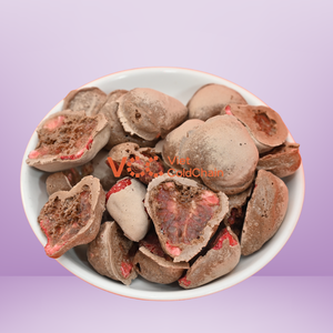 สตรอว์เบอร์รีอบกรอบเคลือบช็อกโกแลตแบบแช่แข็งและอบด้วยระบบสุญญากาศ |   รสหวานอมเปรี้ยวแบบไม่ใช่จีเอ็มโอ |   อาหารกรอบเพื่อสุขภาพ พร้อมรับประทาน บรรจุภัณฑ์ใหญ่ รับผลิตแบบ OEM - Product Image 1