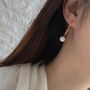 Boucles d'oreilles exquises en perles d'eau douce de 8-9 mm, argent S925, minimalistes, à crochet d'oreille suspendu, longues, pour femme, tempérament exquis - Product Image 3