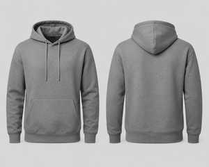 Sweat-shirt à capuche gris pour homme, coupe classique, en polaire, couleur unie, décontracté, pour l'automne - Product Image 2