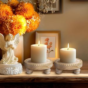 Pequeños Soportes de Madera para Decoración, Soportes Redondos de Madera para Exhibición, Platos y Bandejas para Velas, Bandejas para Velas Estilo Rústico, Decoración del Hogar - Product Image 2