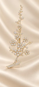 Broche florale de qualité supérieure de 11 cm avec motif de branche orné de pierres étincelantes, accessoire de mode élégant pour sari, robe, manteau et événements. - Product Image 5