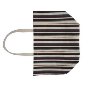 ถุงผ้าแคนวาสแฟชั่นทำจากผ้าฝ้ายธรรมชาติขนาด12ออนซ์กระเป๋าแขวนแบบเปิดพิมพ์ลายแถบหลากสีมีที่จับในตัว - Product Image 4