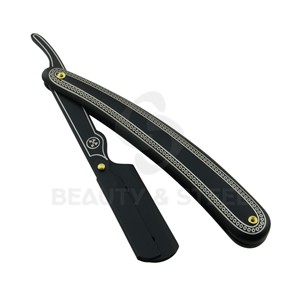 Premium Silver and Black Straight Edge <b>Razor</b> Star Pattern Handle Durable Shavette for Precision Men Beard Trimming - Product Image 4