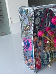 Bolsa de Mano de Algodón Hecha a Mano, Diseño Acolchado con Estampado de Bloques, Personalizada, para Verano, Primavera, Invierno, Viajes, Compras, con Cierre - Product Image 2