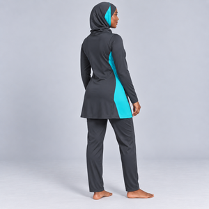 Ensembles de burkinis islamiques modestes personnalisés pour femmes, bas à coupe haute, logo sur le devant, respirant, séchage rapide, ensemble burkini 3 pièces modeste - Product Image 2