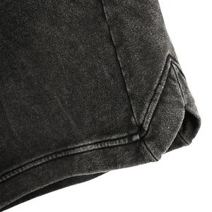 Pantalones Cortos de Algodón 100% de Alta Calidad con Logotipo Personalizado, Pantalones Cortos Deportivos Desgastados al por Mayor, Pantalones Cortos Negros Vintage Lavados al Ácido para Hombre - Product Image 4
