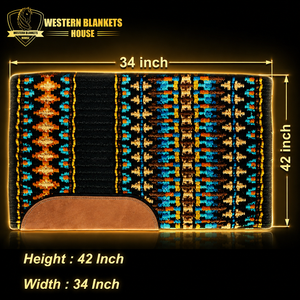 Tapis de selle équestre confortable Western Blankets House avec doublure en laine de Nouvelle-Zélande, 42x34 pouces, en polaire de laine - Product Image 3