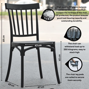 Stackable Heavy Duty PP <b>Plastic</b> Chair Slatted Back Waterproof Durable Modern Chair for Restaurant Cafe Hotel Outdoor Use - Product Image 1