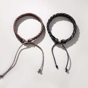 Wholesale Fashion Vintage Braided PU Leather Bracelets Couple Bracelet Black Brown Wristbands <b>Bangles</b> <b>for</b> <b>Men</b> Women - Product Image 5
