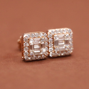 Baguette Moissanite <b>Silver</b> <b>Stud</b> Earrings S925 Geometric Design - Product Image 6