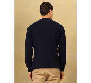 Pull en tricot épais pour homme, personnalisé, chaud pour l'hiver, bleu marine, texture gaufrée, col haut, décontracté, épais - Product Image 3