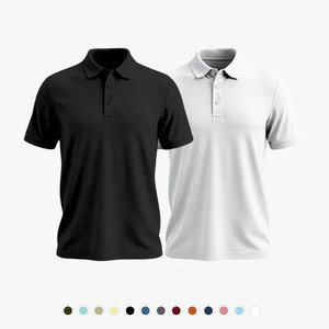 Camisa Polo de Manga Corta Azul Marino para Hombre, Corte Regular, Color Sólido, Cuello con Botones, Estilo Casual, Tejido Ligero para Verano - Product Image 1