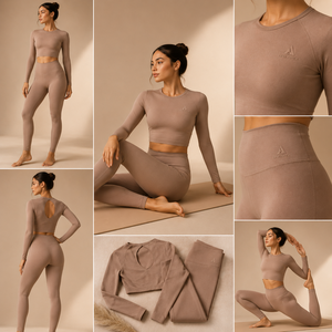 Women Seamless <b>Yoga</b> <b>Set</b> Long Sleeve Crop Top High Waist Leggings Fitness Activewear <b>Set</b> - Product Image 4