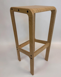 Taburete de bar de madera minimalista nórdico de venta al por mayor, directo de fábrica, silla de mostrador de contrachapado curvado de madera de abedul, taburete alto de madera. - Product Image 2