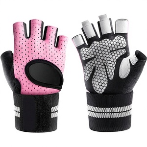 Gants en cuir demi-doigts personnalisés pour femmes, pour la musculation, la gym, le fitness, respirants, confortables, unisexes - Product Image 1
