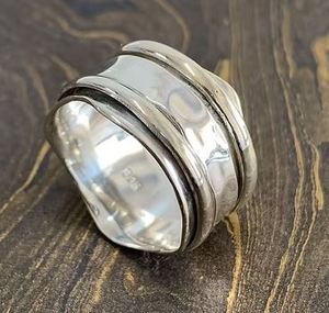 Plain 925 Sterling <b>Silver</b> Triple band <b>Spinner</b> <b>Ring</b> Unisex Wedding Engagement Jewelry Handmade Simple Design - Product Image 1