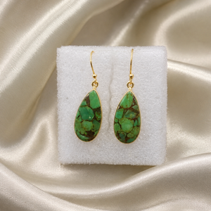 Pendientes Colgantes de Plata de Ley 925 con Turquesa Verde Cobre, Hechos a Mano, Estilo Boho, Joyería de Oro Rosa y Oro Amarillo para Mujer - Product Image 6