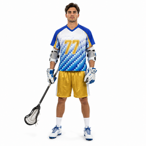 Ensemble d'uniformes de sport de lacrosse personnalisés de haute qualité pour hommes, femmes et jeunes, maillot de lacrosse assorti à un short, respirant, en maille, séchage rapide - Product Image 4