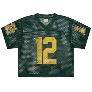 Vintage Oversized Unisex <b>Mesh</b> <b>Crop</b> <b>Top</b> Jersey Short Sleeve T-Shirt 3D Stripe Digital Logo 100% Cotton Eco-Friendly Anti-Pilling - Product Image 5