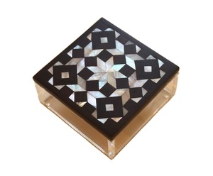 Black and white geometric inlay decorative storage <b>box</b> organizer container jewelry holder multipurpose <b>keepsake</b> case handmade - Product Image 1