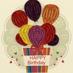 Colorful Quilling Card <b>Balloon</b> Birthday Card With Striped Basket And Red Bow Rectangle Quilled Card Cardstock Greeting Card - Product Image 4