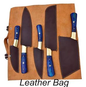 Couteaux de chef faits main de haute qualité, 5 pièces, motif Damas, avec manche personnalisé, multi-usages et écologiques - Product Image 4