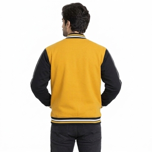Veste universitaire grise pour homme en laine avec manches blanches, fermeture éclair, vêtement d'extérieur décontracté en polaire, motif écossais écologique pour le printemps - Product Image 2