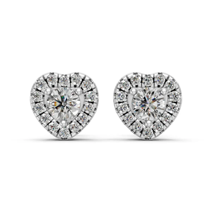 14K Rose Gold Cut Lab Grown Diamond Heart Shape Halo <b>Stud</b> <b>Earrings</b> IGI Certified Engagement Romantic <b>Fine</b> Jewelry for Women - Product Image 3