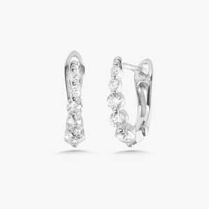 Diamond Huggie <b>Earrings</b> Graduated Round Cut Lab Grown Solitaire Everyday Wear Modern 12.5mm Hinge <b>Hoops</b> Gift For Women Wholesale - Product Image 5