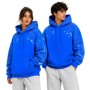 <b>Men</b> Women Rhinestone Hoodie Cotton Fleece <b>Pullover</b> Star Embellished Long Sleeve Casual Sweatshirt Wholesale B2B USA Market - Product Image 1