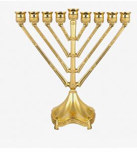 9 arm Lamp Gold <b>Brass</b> Menorah Candle Holder Handmade Metal Hanukkah <b>Lantern</b> Decorative Candle Stand for Home - Product Image 2