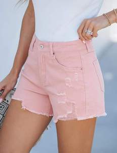Customized Denim <b>Shorts</b> Low Waist Button <b>Tight</b> Jeans for Women Elastic Simple Style <b>Short</b> Pants With Pocket Reasonable Price - Product Image 5