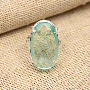 Bague en argent sterling 925 avec pierre précieuse Apatite aquatique, faite à la main, magnifique bijou, cadeau d'anniversaire pour elle - Product Image 1