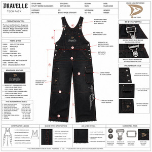 Overoles de Mezclilla Cruda para Hombre, Mono Negro con Bordado Personalizado, Unisex, Estilo Y2K, Holgado, Streetwear - Product Image 6