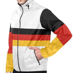 Veste de course coupe-vent pour homme, style sportif, avec blocs de couleur drapeau allemand, fermeture éclair et col montant, idéale pour le printemps - Product Image 3