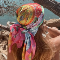 Moda Kare ipek eşarp Kadın Lüks Marka Saten Baskı Başörtüsü Atkılar Bandana Kadın Şal Wrap Kafa Bandı Fular 90*90 cm