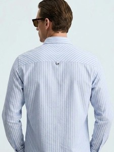 Men's Striped Double Breasted Woven Dress Shirt Full Sleeve Turn-<b>down</b> Collar Breathable Casual Cotton Summer Style Enovate - Product Image 3