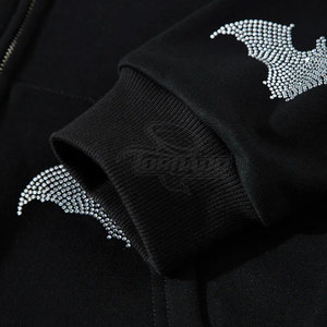 Prix raisonnable, service OEM, sweats à capuche pour hommes en strass pour l'hiver, 100% coton, fermeture éclair, logo personnalisé, respirant, style unique - Product Image 6