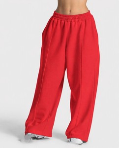 Custom Mustard Elastic High Waist <b>Women's</b> Wide Leg Casual <b>Fleece</b> <b>Trousers</b> Private Label OEM Apparel Manufacturer USA UK EU US - Product Image 6