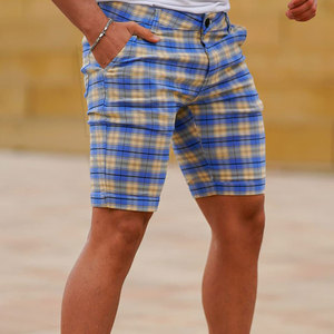 Pantalones Cortos Bermuda a Cuadros para Hombre, Cintura Alta Elástica, Transpirables, de Viscosa, Informales, con Bolsillos - Product Image 5