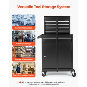 Cassetta degli Attrezzi Mobile 2-in-1 con 5 Cassetti, Parte Superiore Staccabile, Barra di Bloccaggio e Organizer Protettivo - Product Image 6