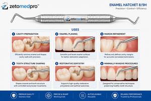 เครื่องมือผ่าตัดฟันแบบมือถือ รุ่น Zetomed Pro ผลิตจากเหล็กกล้าไร้สนิมเกรดทางการแพทย์ คุณภาพพรีเมียม สำหรับการบูรณะเคลือบฟัน - Product Image 6